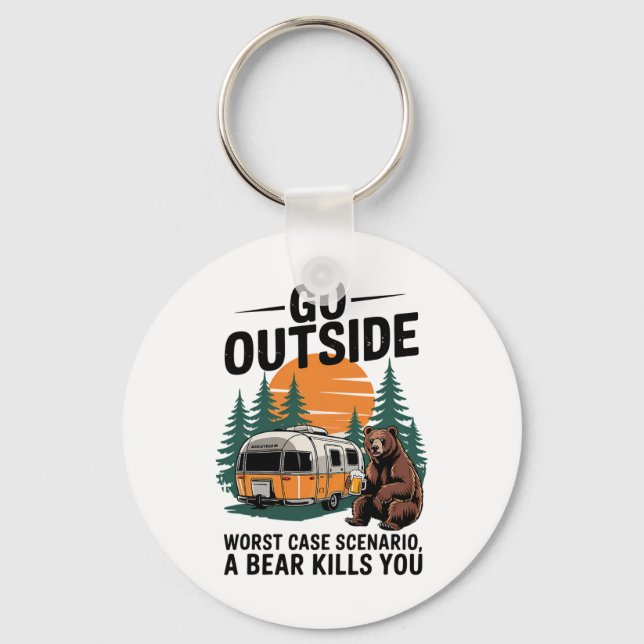 Go Outside Worst Case You Get Eaten  Key Ring (Front)