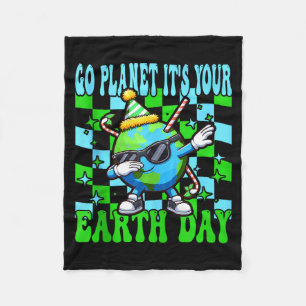 Go planet earth day cute dabbing earth nature kids fleece blanket