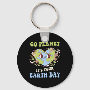 Go Planet Its Your Earth Day 2025 Teacher Kids Cut Key Ring