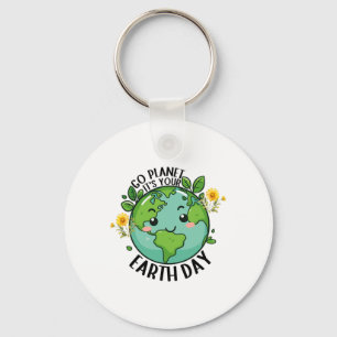 Go Planet Its Your Earth Day 2025 Teacher Kids Cut Key Ring