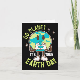 Go Planet Its Your Earth Day Cute Kawaii Earth Boy Card