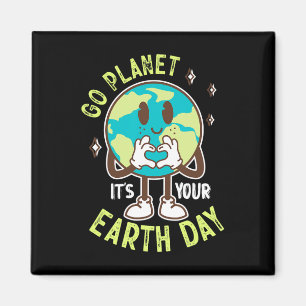 Go Planet Its Your Earth Day Cute Kawaii Earth Boy Magnet