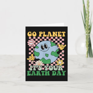 Go Planet Its Your Earth Day Peace Groovy Kids Boy Card