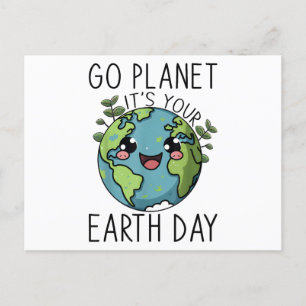 Go Planet Its Your Earth Day Teacher Kids Cute Ear Holiday Postcard