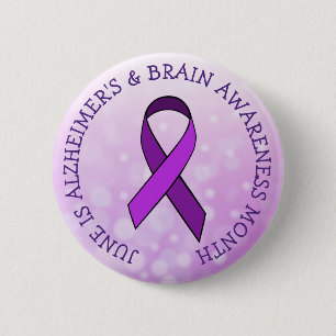 Go Purple for Alzheimer's & Brain Awareness Month 6 Cm Round Badge