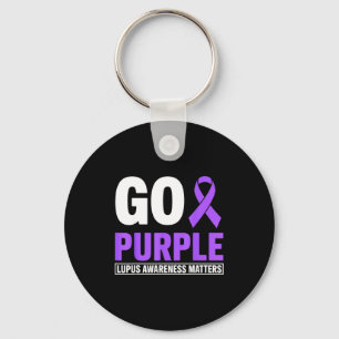 Go purple lupus awareness month ribbon sle support key ring