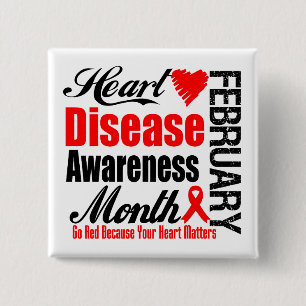 Go Red Awareness Month - Heart Disease Matters 15 Cm Square Badge