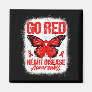 Go Red Butterfly &amp; Red Ribbon Heart Disease Aw Magnet