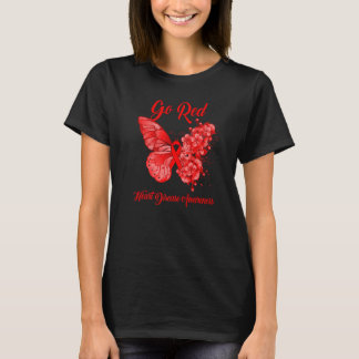 Go Red Butterfly Heart Disease Awareness T-Shirt
