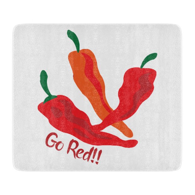 Go Red!!! Chile Peppers Cutting Board (Front)