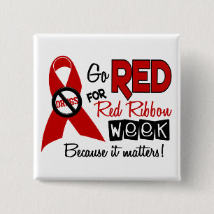 Go Red For Red Ribbon Week 15 Cm Square Badge