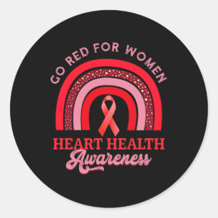 Go Red For Women Heart Health Awareness Heart Dise Classic Round Sticker