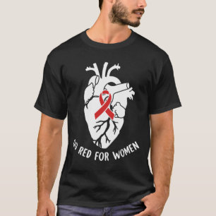 Go Red For Women Red Ribbon Heart Disease Awarenes T-Shirt