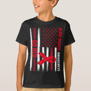 Go Red Heart Disease American Flag Heart Disease A T-Shirt