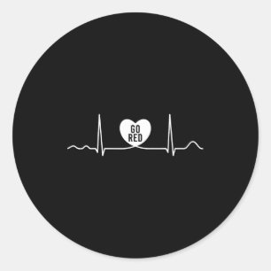 Go Red Heart Disease Awareness Day Heartbeat & Classic Round Sticker