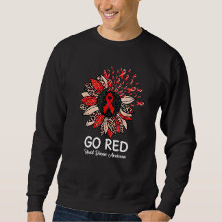 Go Red Heart Disease Awareness Month Ribbon Sunflo Sweatshirt