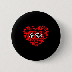 Go Red Heart Disease Awareness Red Ribbon Hearts M 6 Cm Round Badge