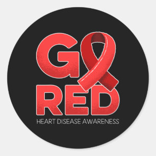 Go Red Heart Disease Awareness Red Ribbon Survivor Classic Round Sticker