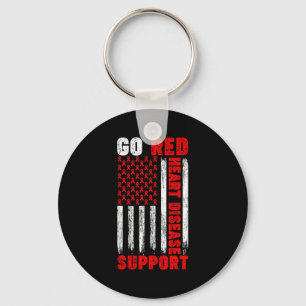 Go Red Heart Disease Awareness Support Usa Flag Re Key Ring