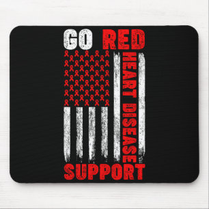 Go Red Heart Disease Awareness Support Usa Flag Re Mouse Pad