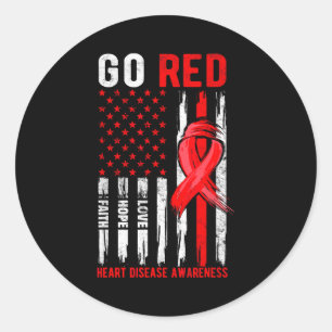 Go Red Heart Disease Suprt Flag - Heart Disease Aw Classic Round Sticker