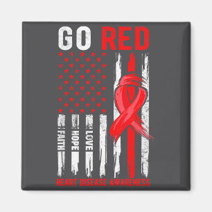 Go Red Heart Disease Suprt Flag - Heart Disease Aw Magnet