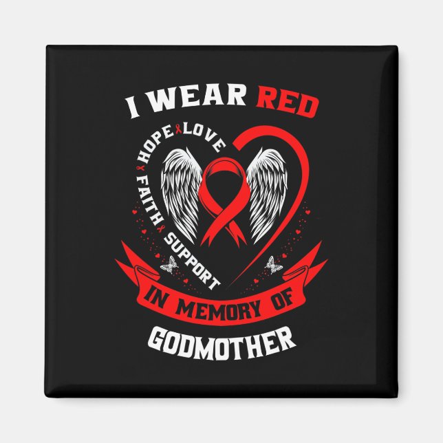 Go Red In Memory Of Godmother Heart Disease Awaren Magnet (Front)