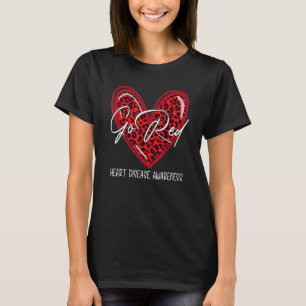 Go Red Leopard Heart Disease Awareness Warrior Feb T-Shirt