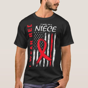 Go Red Niece Heart Disease Awareness Flag Aunt Unc T-Shirt