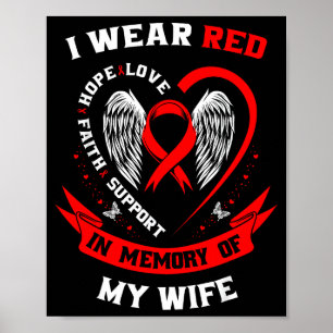 Go Red Ribbon Loss Of Wife Heart Disease Awareness Poster