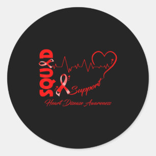 Go Red Support Squad Heart Disease Awareness Classic Round Sticker