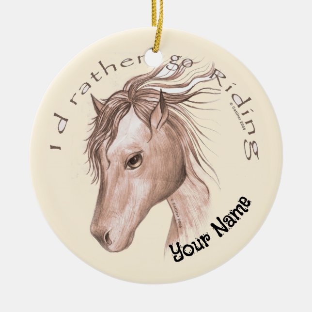 Go Riding Horse Ceramic Ornament (Front)