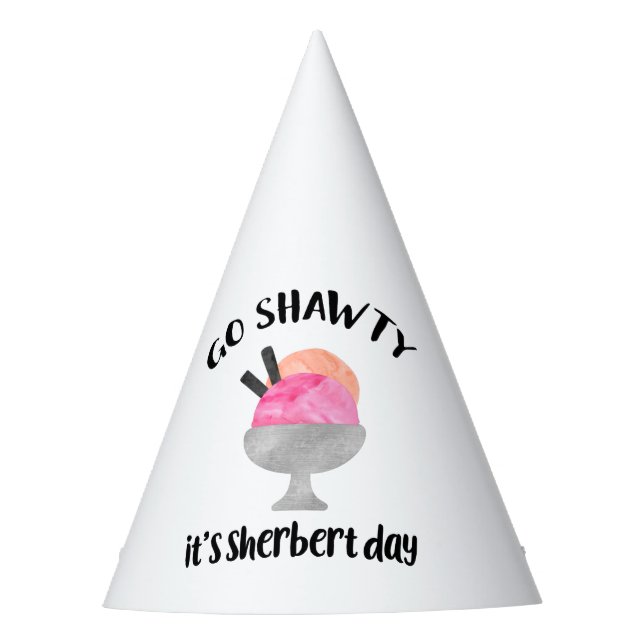Go Shawty, It's Sherbert Day Birthday Party Hat (Front)