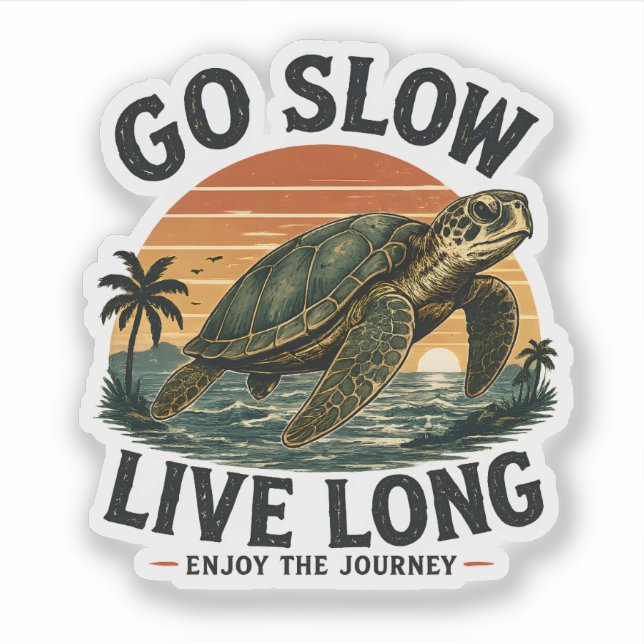 Go Slow Live Long Sea Turtle Sunset Motivation (Front)