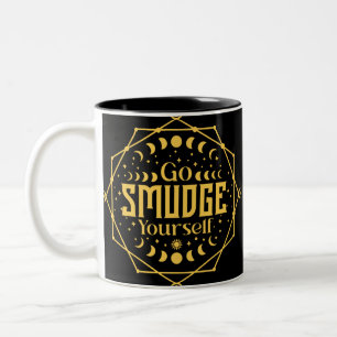 Go Smudge Yourself Moon Phases Fun Halloween Two-Tone Coffee Mug