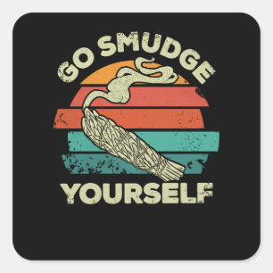 Go Smudge Yourself, Native American Retro Sunset S Square Sticker