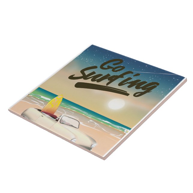 Go Surfing Travel poster! Tile (Side)