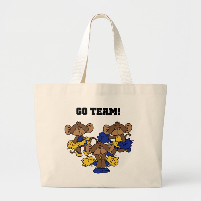 Go Team Blue and Gold T-shirts and Gifts Large Tote Bag (Front)