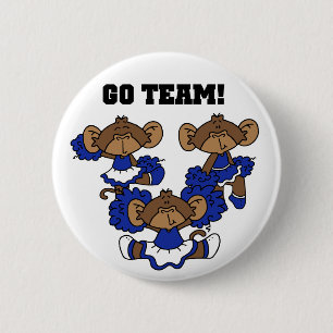 Go Team Blue and White T-shirts and Gifts 6 Cm Round Badge