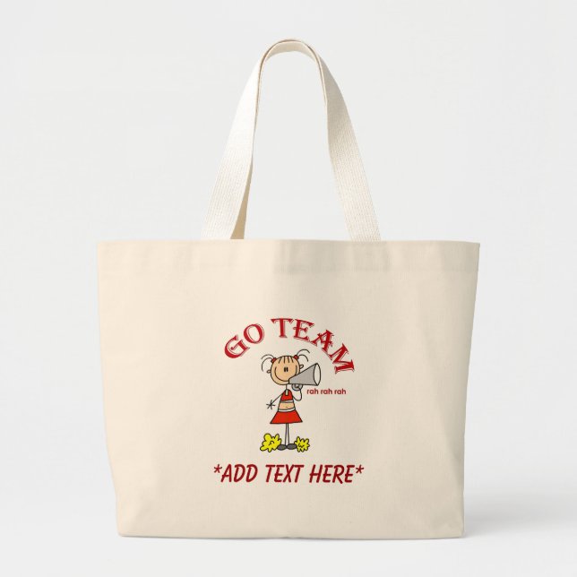 Go Team Cheerleader Large Tote Bag (Front)