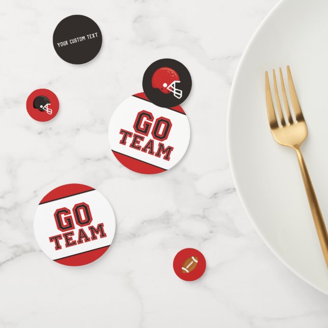 Go Team Football Fan Red and Black Festive Sports Confetti (Group)