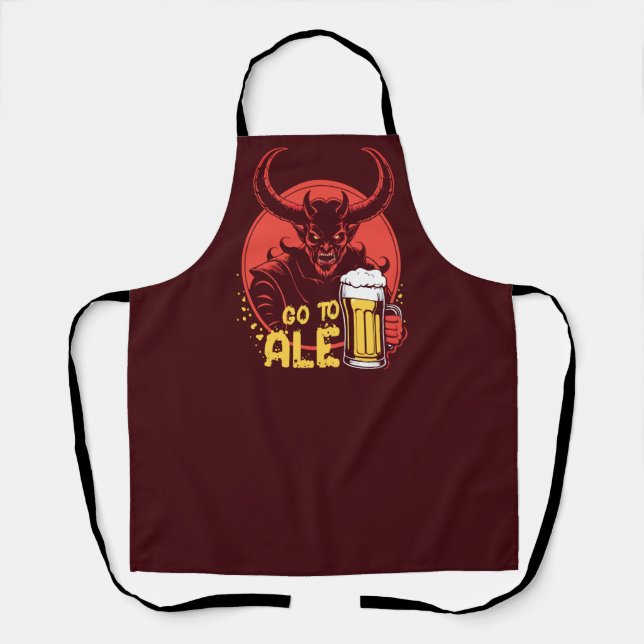 Go To Ale - Satan Drinking Beer Apron (Front)