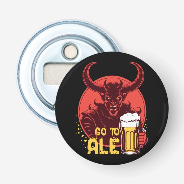 Go To Ale - Satan Drinking Beer Bottle Opener (Front)