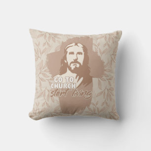 Go To Church...! Jesus Christ. Christian Preacher Cushion