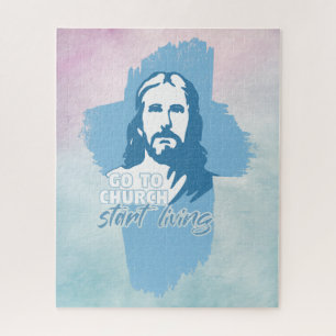 Go To Church...! Jesus Christ. Christian Preacher Jigsaw Puzzle