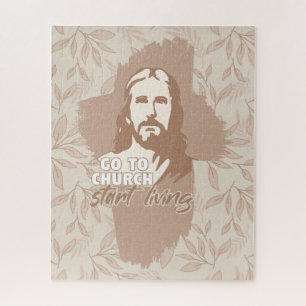 Go To Church...! Jesus Christ. Christian Preacher Jigsaw Puzzle
