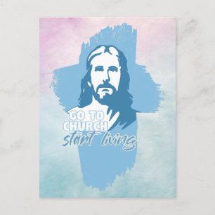 Go To Church...! Jesus Christ. Christian Preacher Postcard