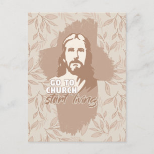 Go To Church...! Jesus Christ. Christian Preacher Postcard