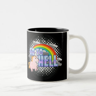 GO TO HELL Rainbow unicorn mug