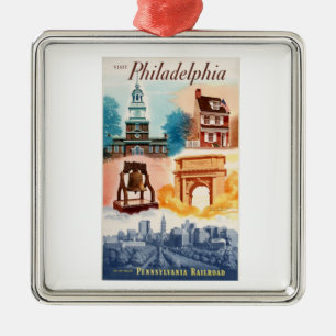 Go To Phila.on The Pennsylvania Railroad   Metal Tree Decoration